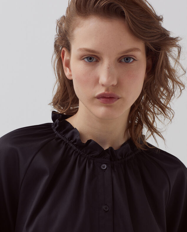 Ruffle neck shirt H091 black beauty