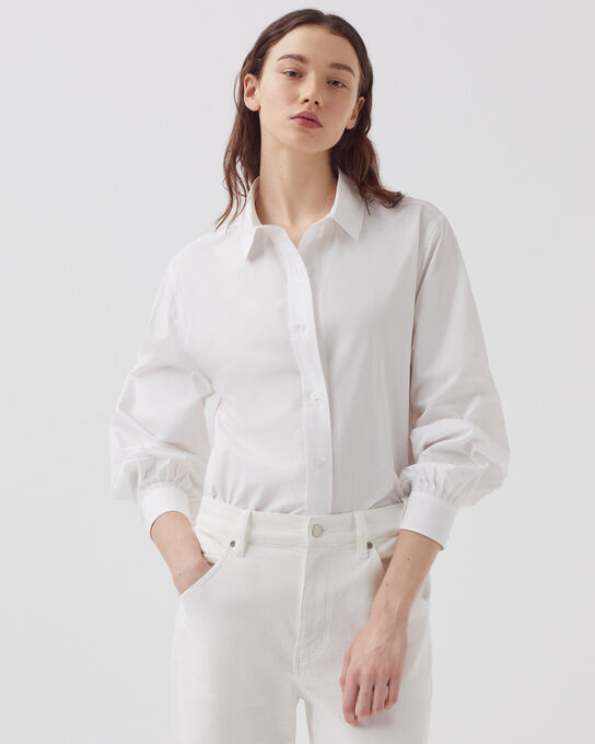 Loose cotton shirt H003 WHITE