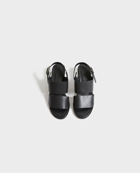 Leather heeled sandals 09 BLACK