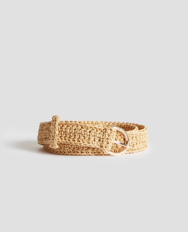 Skinny braided raffia belt