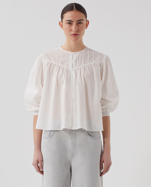 Cotton voile blouse H013 gardenia