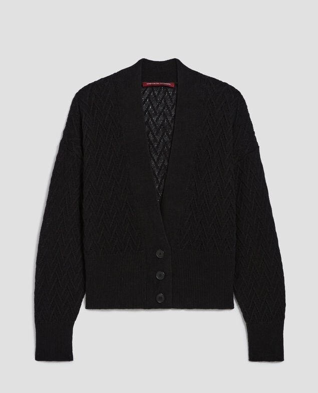 Linen V-neck cardigan H091 black beauty