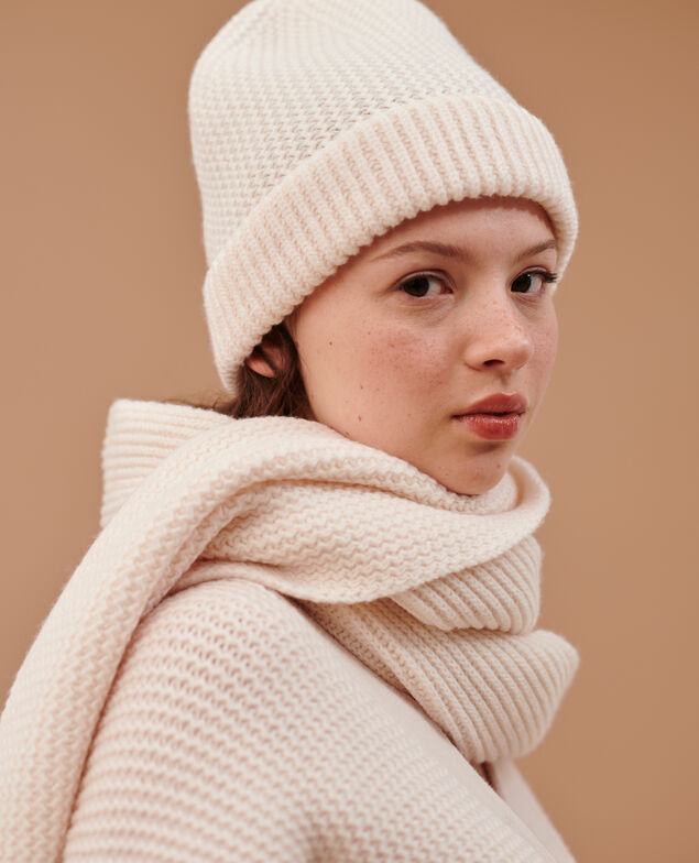 Wool scarf 8842 01 offwhite