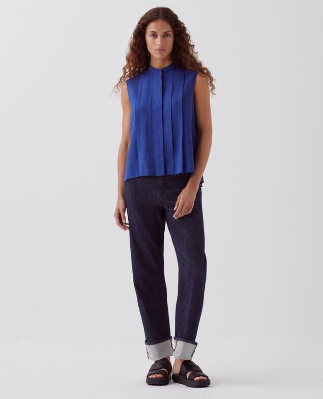 Sleeveless blouse H660 sodalite blue