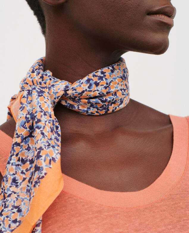 Cotton scarf 116 print blue