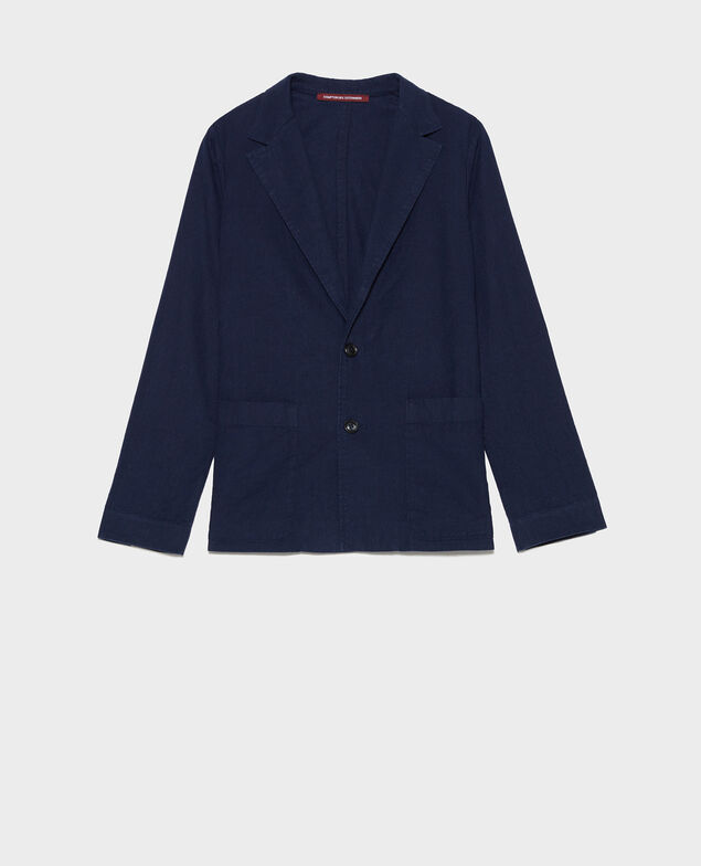 Cotton and linen boyfriend blazer Maritime blue