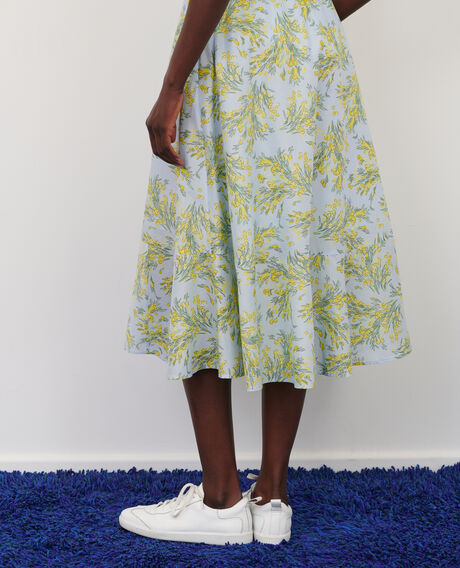 Floral cotton voile skirt 93 print blue 2ssk250c01