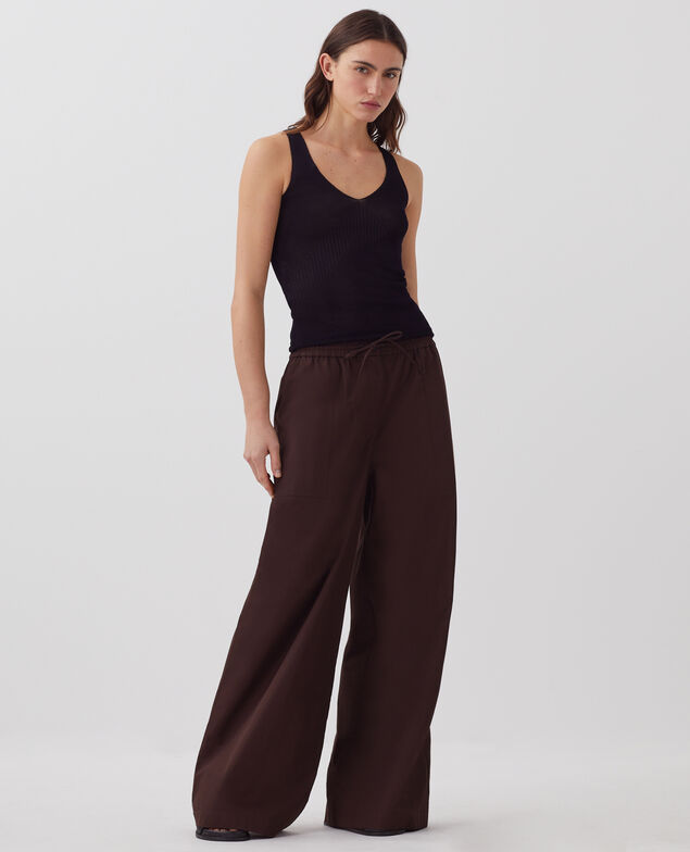 YVONNE - Loose trousers J790 chocolate plum
