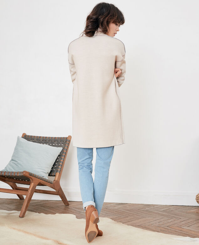Reversible wool cardigan  Cement/off white