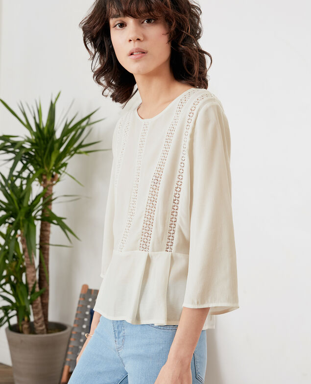 Peplum blouse with lace Off white