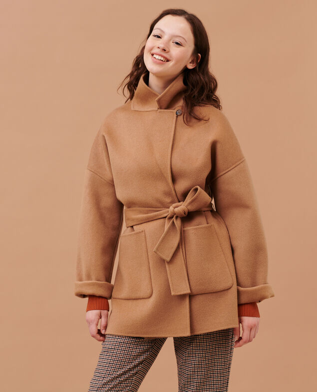 Wool blend short coat Latte