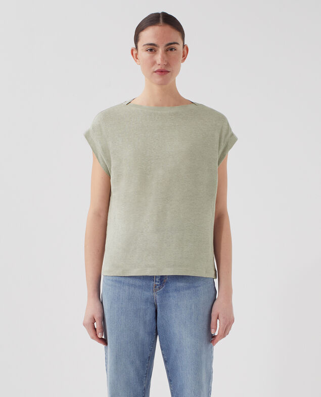 KARO - Boxy linen t-shirt U520 green