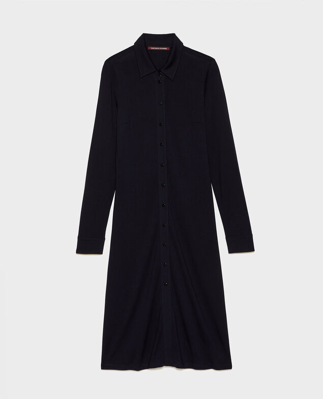 Silk jersey shirt dress Maritime blue
