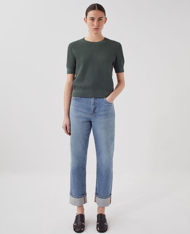 Short-sleeve cotton jumper U540 green