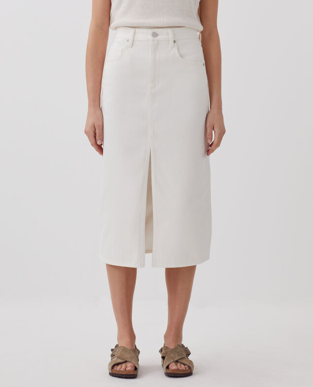 Denim midi skirt H003 white