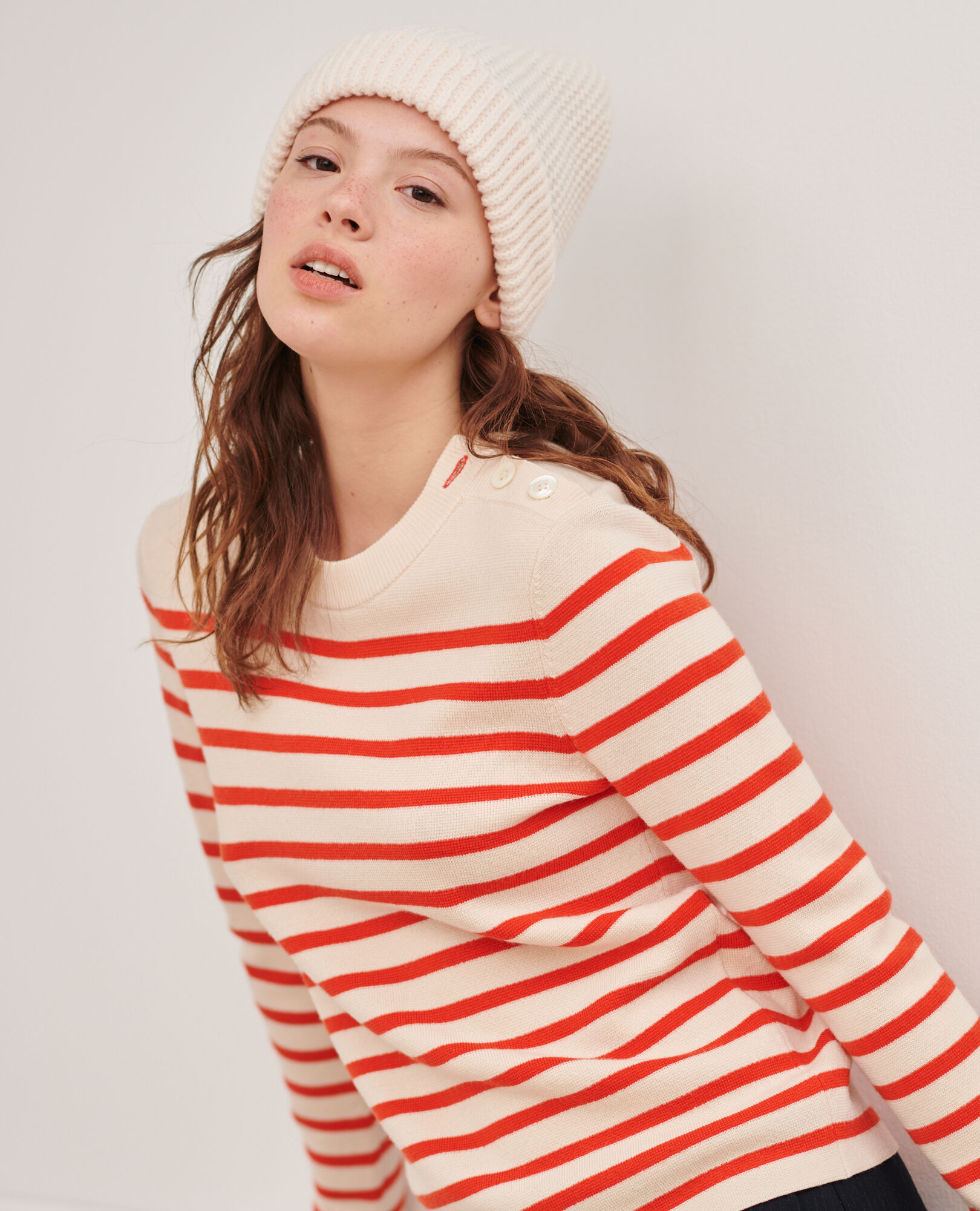 MADDY - Striped merino wool jumper Stp grdn spicy Liselle
