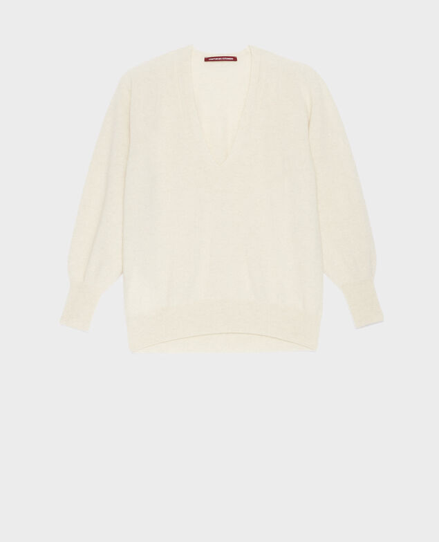 Cashmere V-neck jumper A009 white knit 3wju082w23