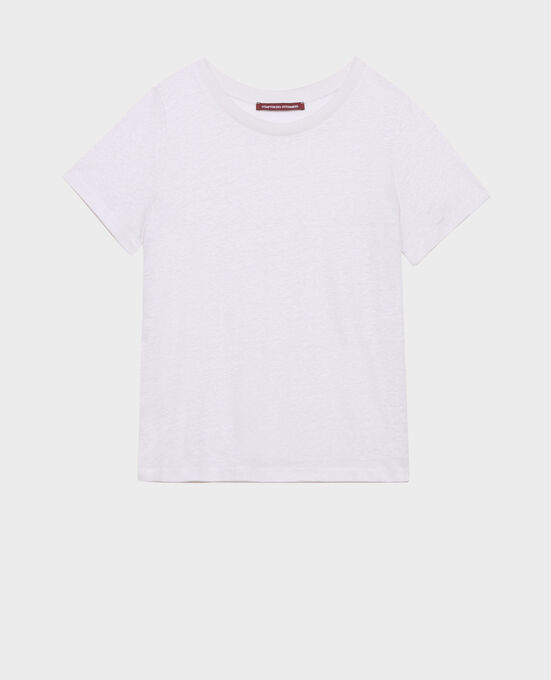 AMANDINE - linen round neck t-shirt 0700 LILAC HINT