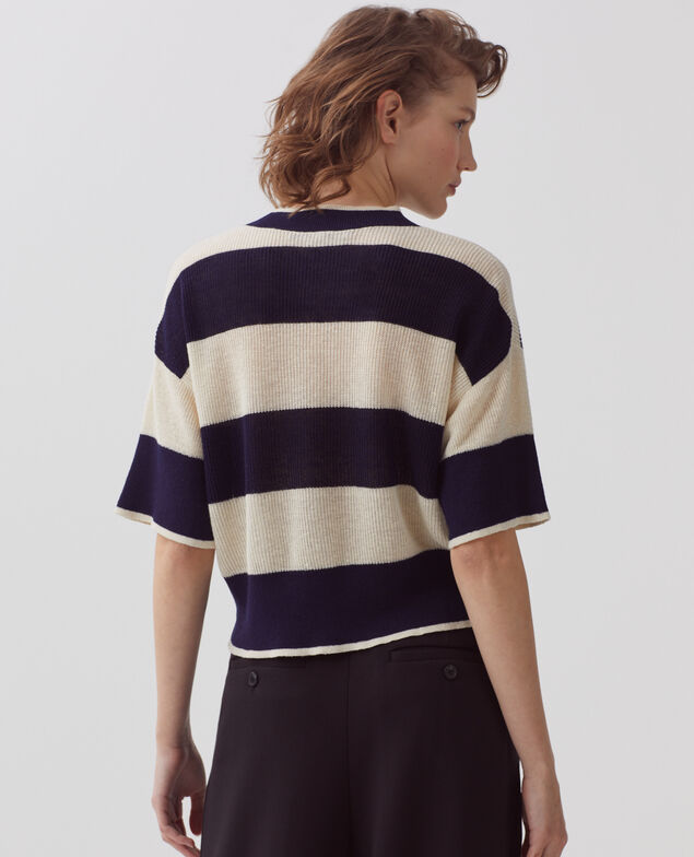 Short-sleeve cropped linen jumper