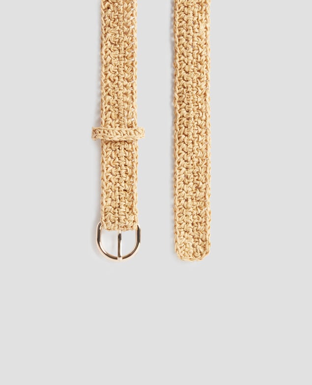 Skinny braided raffia belt
