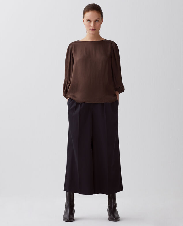 Floaty 3/4-length sleeve blouse I390 coffee bean