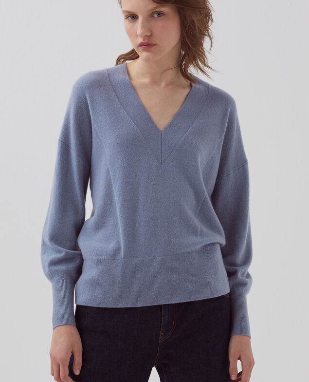 Cashmere V-neck jumper I060 folkstone gray