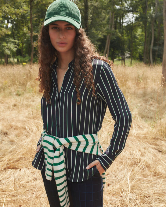 SYBILLE - Silk shirt A696 STRIPES NAVY