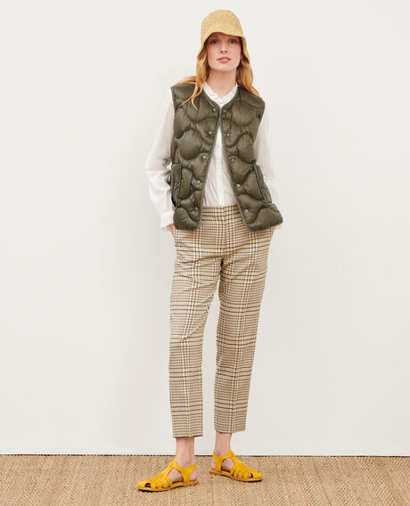 MARGUERITE - Cigarette trousers 0400 cream checks 3spa005c04