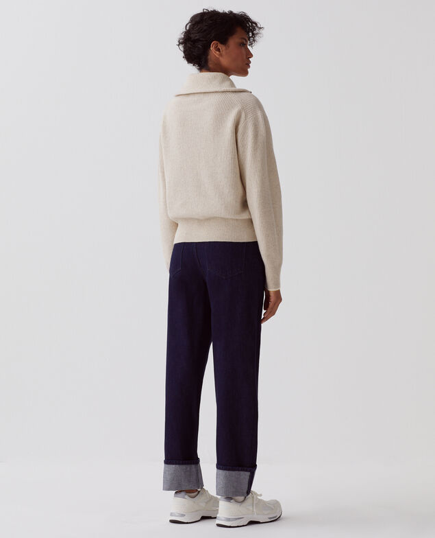 Half-zip wool jumper U300 natural