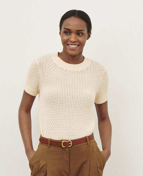 Short-sleeve cotton jumper 0401 ivory 3sju106c09