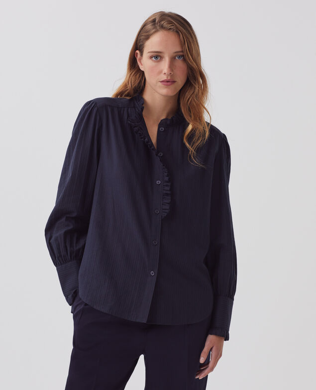 Long-sleeve cotton shirt H695 night sky