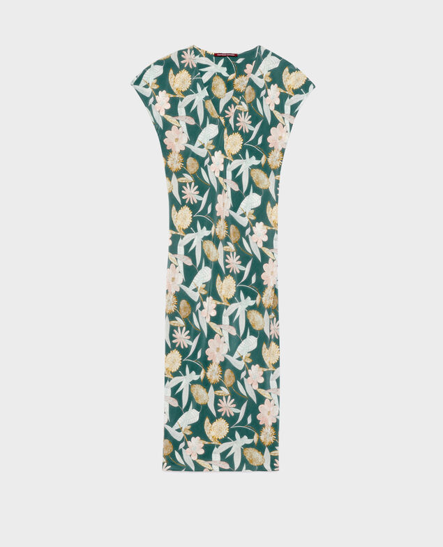 Silky long dress 0331 kaki aubepine