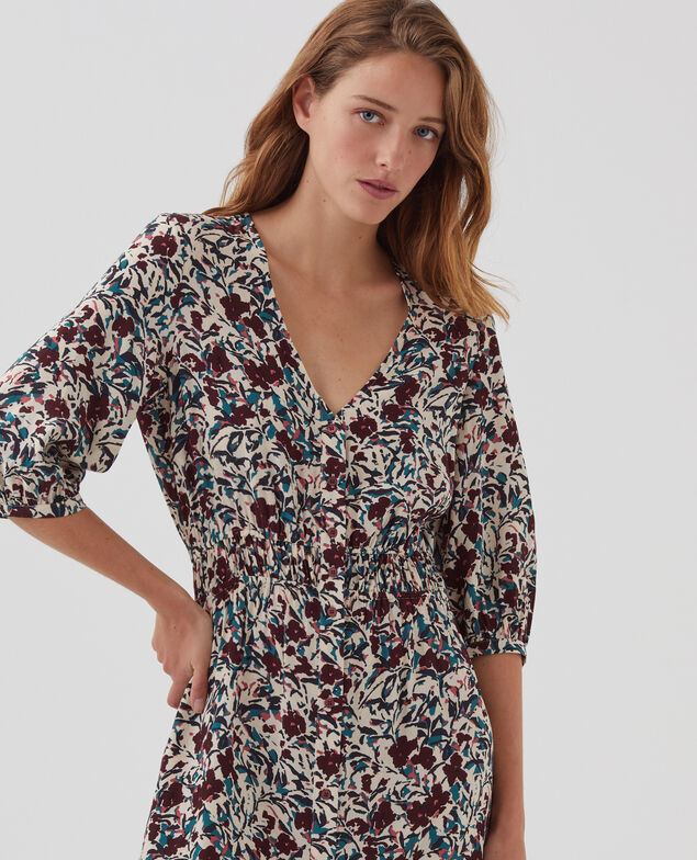 LUDIVINE - Floaty maxi dress J751 leaf burgundy