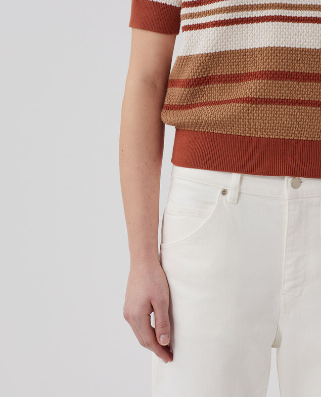 Short-sleeve cotton jumper J260 st ecru orange