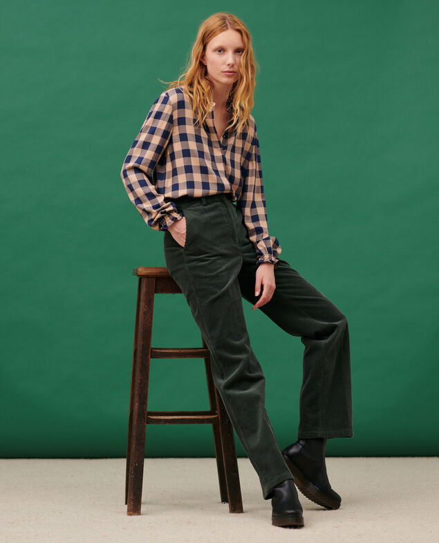 BLANDINE - Corduroy straight trousers 8817 58 darkgreen
