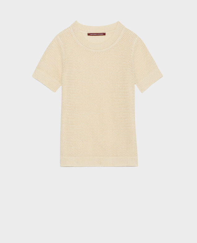 Short-sleeve linen jumper 01 white