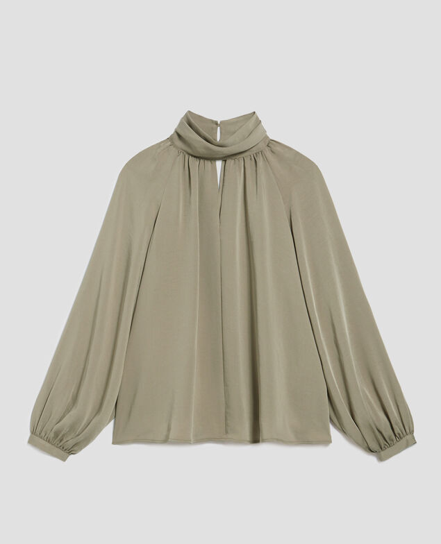 Flowing blouse I560 covert green