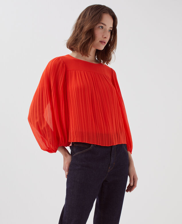 Pleated blouse I250 cherry tomato