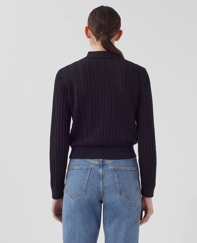 Cotton polo neck jumper U090 black