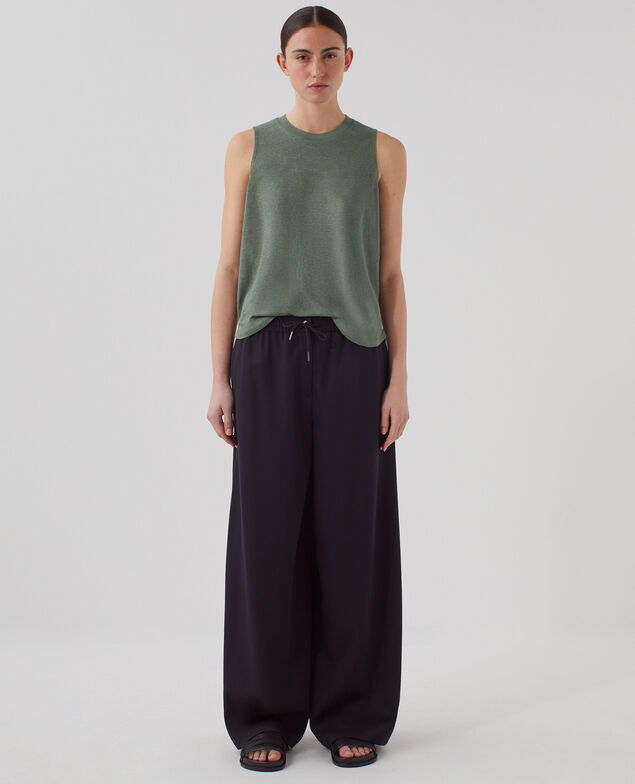YVONNE - Pleated wide leg trousers H091 black beauty