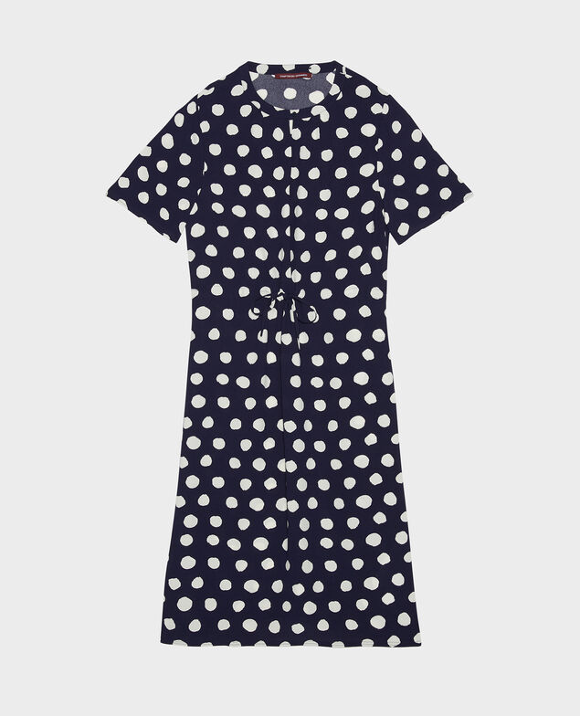 Straight and loose dress Dots maritime blue