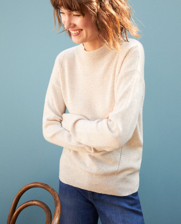  Cashmere jumper with high collar  Beige
