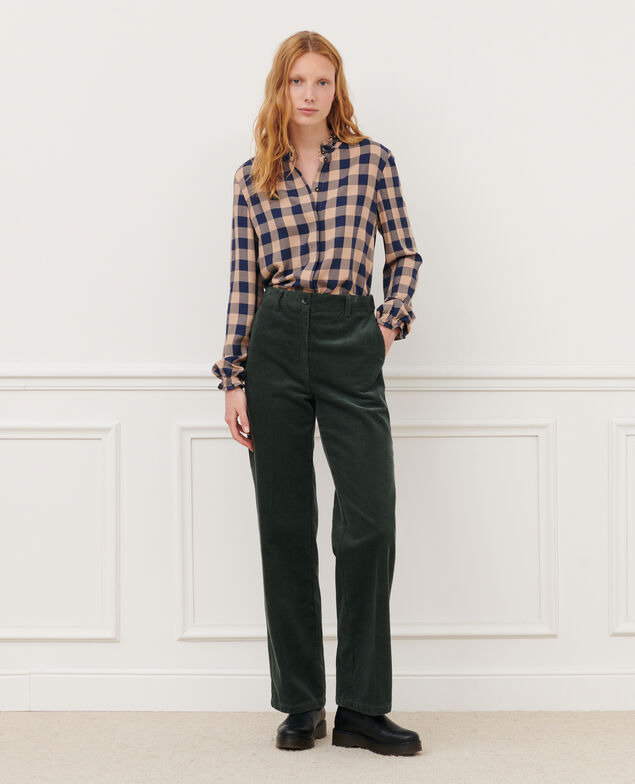BLANDINE - Corduroy straight trousers 8817 58 darkgreen
