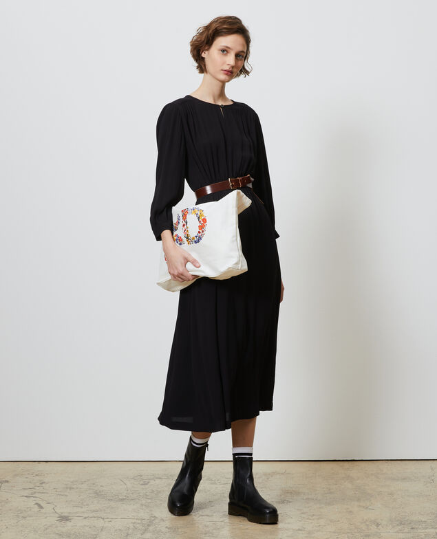 Loose belted maxi dress Black beauty