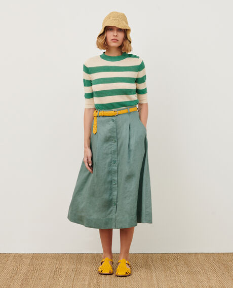 Linen midi skirt 0381 dark forest 3ssk199f04
