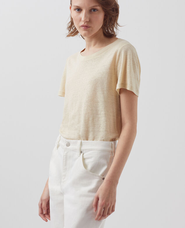 AMANDINE - linen round neck t-shirt 0300 castle wall