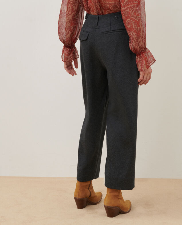 PEGGY - Wool blend carrot trousers A081 solid dark grey 3wpj020w31