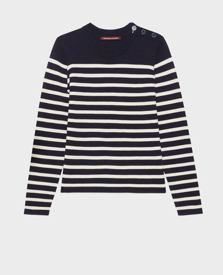MADDY - Striped merino wool jumper 8875 69 navy stripes 2wju244w21