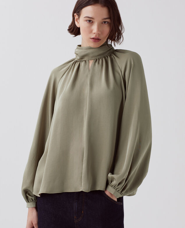Flowing blouse I560 covert green