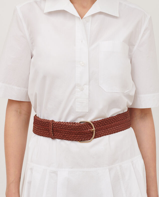 Wide braided leather belt